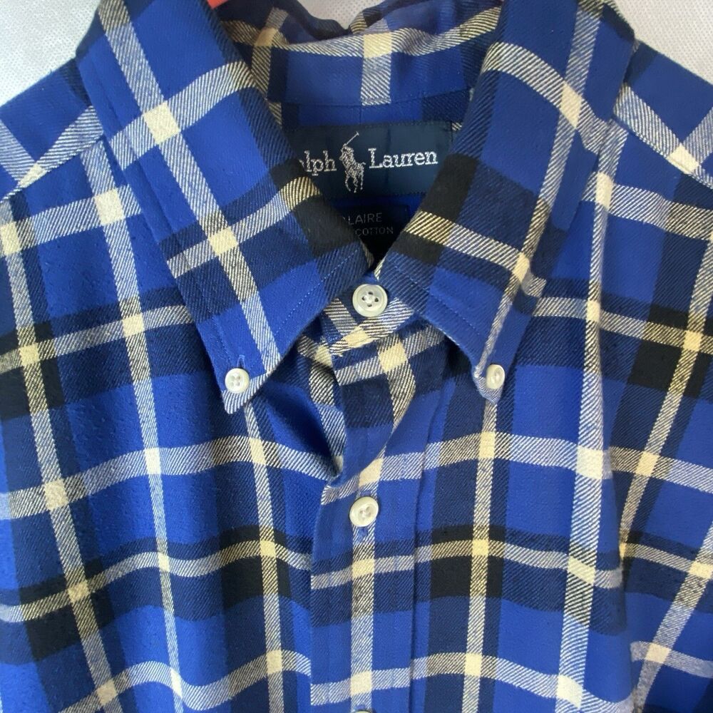 Vintage Ralph Lauren Polo Blaire Shirt Mens M Plaid Flannel 100% Cotton MINT! - Picture 3 of 12